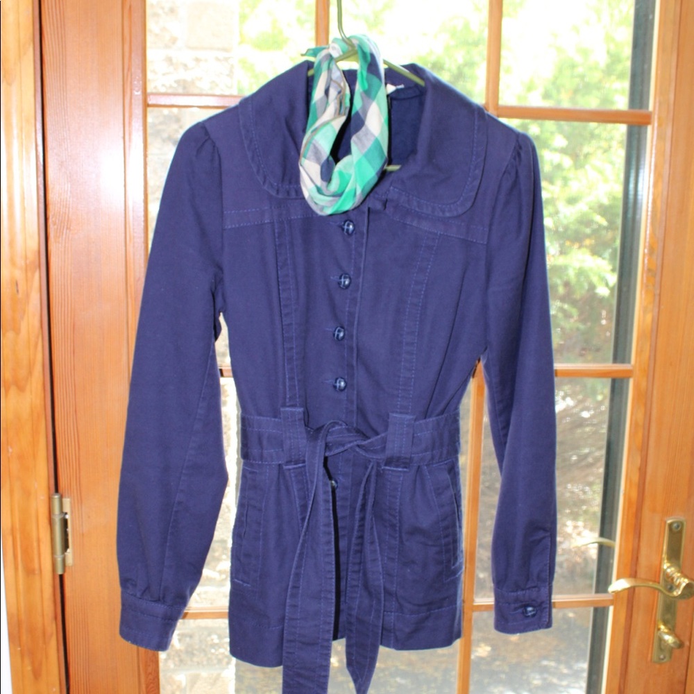 Navy H&M Adorable Blue Belted Trench 10/M